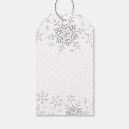 Winter Wonderland Sneeuwvlok Baby shower Zilver Cadeaulabel (Achterkant)