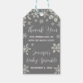 Winter Wonderland, Sneeuwvlok Baby Sprinkle, Feest Cadeaulabel (Voorkant)
