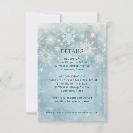 Winter Wonderland Sneeuwvlok Bruiloft Details Inst Kaart (Voorkant)