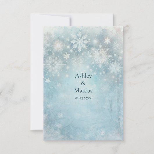 Winter Wonderland Sneeuwvlok Bruiloft Details Inst Kaart (Achterkant)