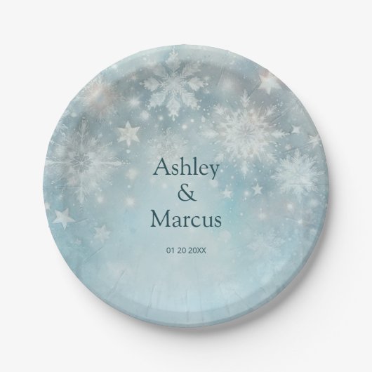 Winter Wonderland Sneeuwvlok bruiloft Papieren Bordje (Voorkant)