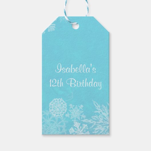 Winter Wonderland Sneeuwvlok Frost Verjaardagsfees Cadeaulabel (Voorkant)