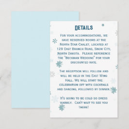 Winter Wonderland Sneeuwvlok Huwelijksdetails Informatiekaartje