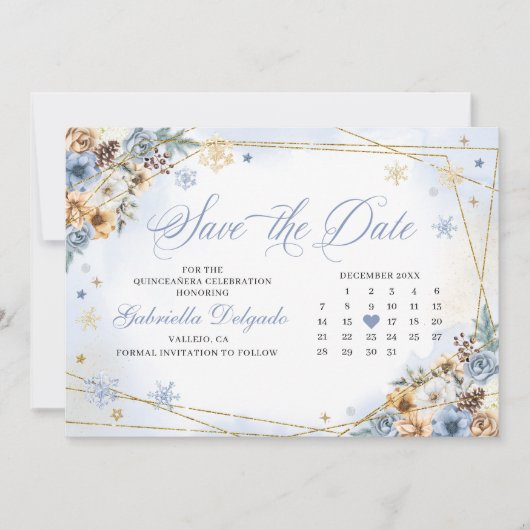 Winter Wonderland Sneeuwvlok Save the Date Kaart (Voorkant)