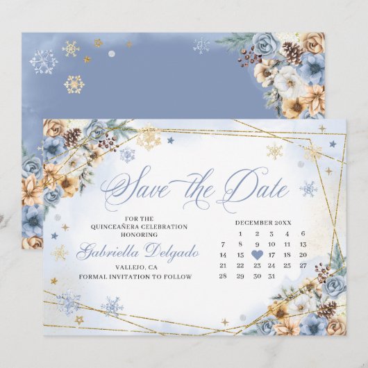 Winter Wonderland Sneeuwvlok Save the Date Kaart (Voorkant / Achterkant)