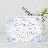 Winter Wonderland Sneeuwvlok Save the Date Kaart (Staand voorkant)