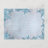 Winter Wonderland Sneeuwvlokken Blauw Save the Dat Aankondigingskaart (Achterkant)