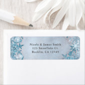 Winter Wonderland Sneeuwvlokken Blauw Sparkle Eleg Etiket (Insitu)