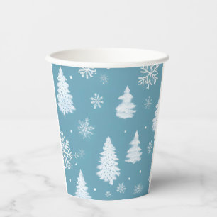 Winter Wonderland Sneeuwvlokken & Boom Papier cup Papieren Bekers