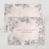 Winter Wonderland Sneeuwvlokken Crème Save the Dat Aankondigingskaart (Voorkant / Achterkant)