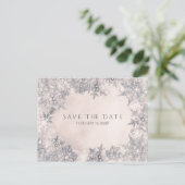 Winter Wonderland Sneeuwvlokken Crème Save the Dat Aankondigingskaart (Staand voorkant)