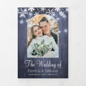 Winter wonderland sneeuwvlokken foto QR RSVP bruil Drieluik Uitnodiging (Cover)