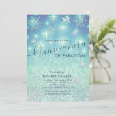Winter wonderland sneeuwvlokken glitter Quinceañer Kaart (Staand voorkant)
