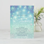Winter wonderland sneeuwvlokken glitter Quinceañer Kaart (Staand voorkant)