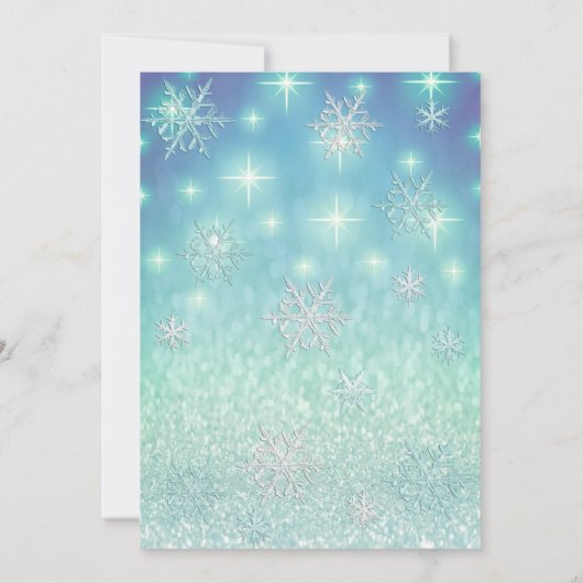 Winter wonderland sneeuwvlokken glitter Quinceañer Kaart (Achterkant)