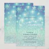 Winter wonderland sneeuwvlokken glitter Quinceañer Kaart (Voorkant / Achterkant)