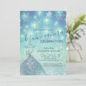 Winter wonderland sneeuwvlokken glitter Quinceañer Kaart (Staand voorkant)