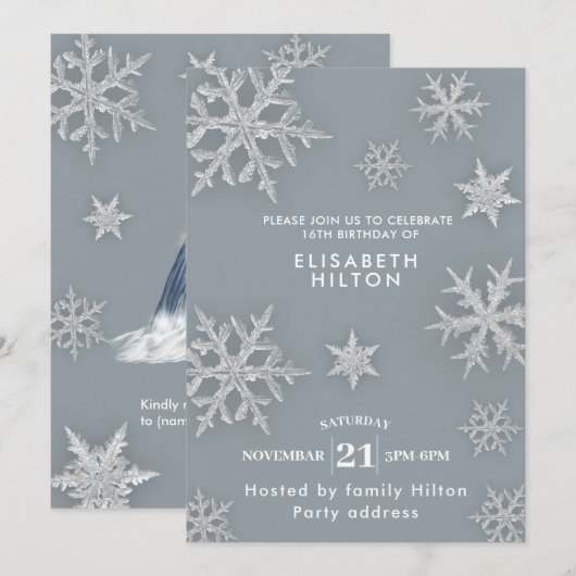 Winter wonderland sneeuwvlokken jurken zoete zesti kaart (Voorkant / Achterkant)