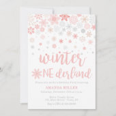 Winter wonderland sneeuwvlokken meisje 1e verjaard kaart (Voorkant)