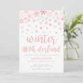 Winter wonderland sneeuwvlokken meisje 1e verjaard kaart (Staand voorkant)