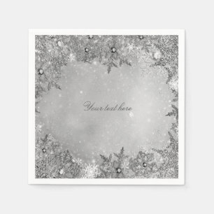 Winter Wonderland Sneeuwvlokken Puur Zilver Elegan Servetten