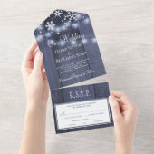 Winter wonderland sneeuwvlokken rustieke bruiloft  all in one uitnodiging (Afscheurbaar)