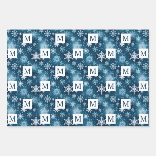 Winter Wonderland sneeuwvlokken sneeuwval blauw wi Inpakpapier Vel (Voorkant 3)