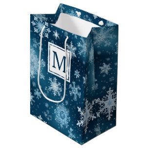 Winter Wonderland sneeuwvlokken sneeuwval blauw wi Medium Cadeauzakje