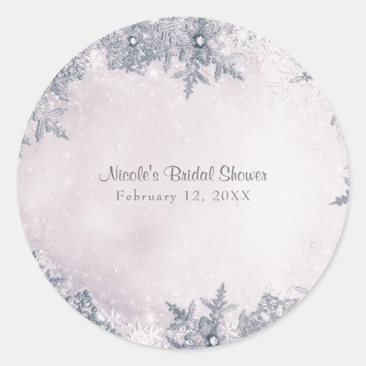 Winter Wonderland Sneeuwvlokken Wit Blauw Elegant Ronde Sticker (Voorkant)