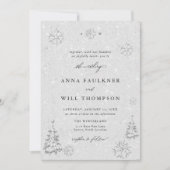 Winter Wonderland Sneeuwvlokken Wit Elegant Huweli Kaart (Voorkant)