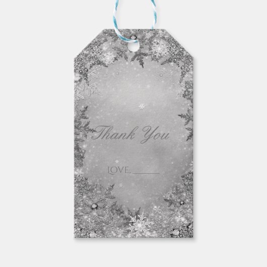 Winter Wonderland Sneeuwvlokken Zilver Elegant Par Cadeaulabel (Voorkant)