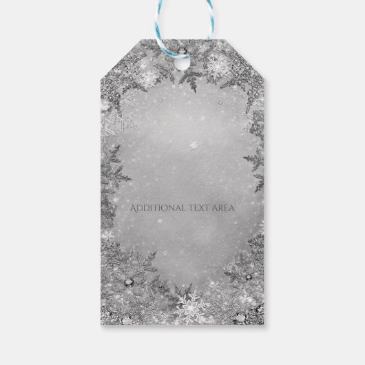 Winter Wonderland Sneeuwvlokken Zilver Elegant Par Cadeaulabel (Achterkant)