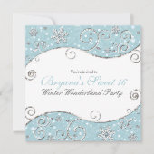 Winter Wonderland Sneeuwvlokken Zilveren Werveltje Kaart (Voorkant)