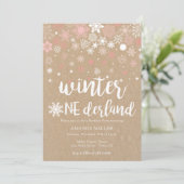 Winter wonderland sneeuwvlokmeisje 1 verjaardag kaart (Staand voorkant)