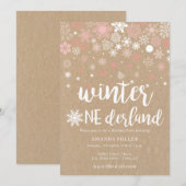 Winter wonderland sneeuwvlokmeisje 1 verjaardag kaart (Voorkant / Achterkant)