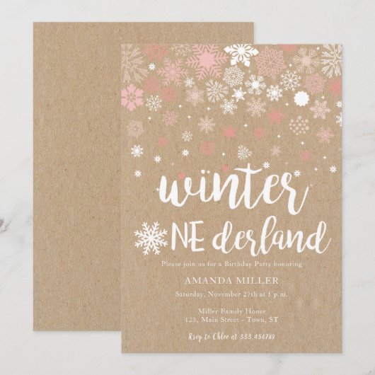 Winter wonderland sneeuwvlokmeisje 1 verjaardag kaart (Voorkant / Achterkant)