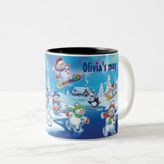 Winter Wonderland sneeuwvolk mok douanenaam (Voorkant rechts)
