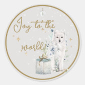 Winter wonderland Sneeuwwolf vreugde aan de wereld Ronde Sticker (Voorkant)