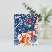 Winter Wonderland, Snow Angel, Vakantie volkskunst Feestdagenkaart (Staand voorkant)