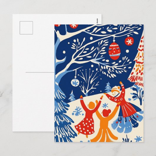 Winter Wonderland, Snow Angel, Vakantie volkskunst Feestdagenkaart (Voorkant / Achterkant)