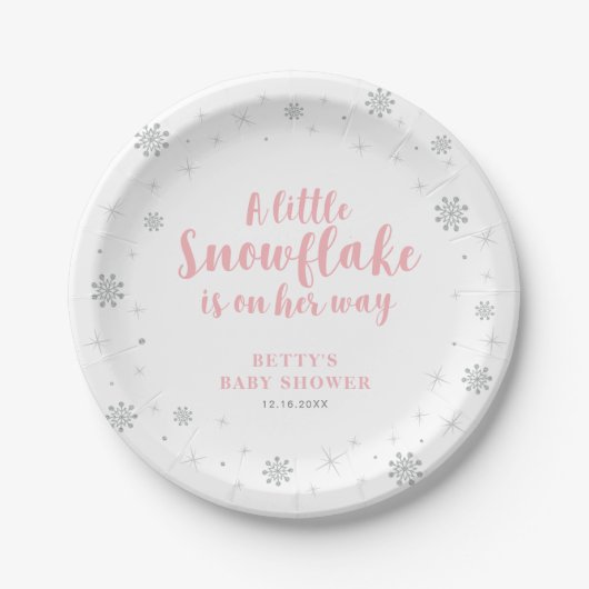 Winter Wonderland Snow Baby shower Paper Borden Papieren Bordje (Voorkant)