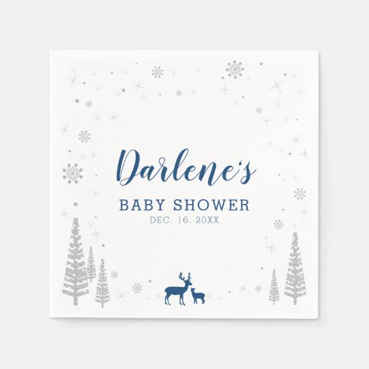 Winter Wonderland Snow Baby shower Paper Napkin Servet (Voorkant)