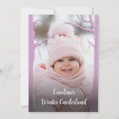 Winter Wonderland Snow Forest Paarse zilveren foto Kaart (Achterkant)