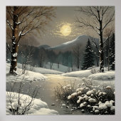 Winter Wonderland Snow Landscape Art Print Poster (Voorkant)
