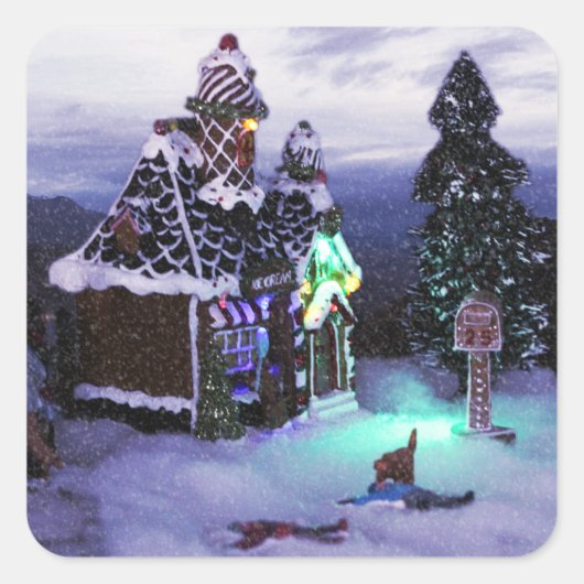Winter Wonderland Snow Scene 2020 Vierkante Sticker (Voorkant)