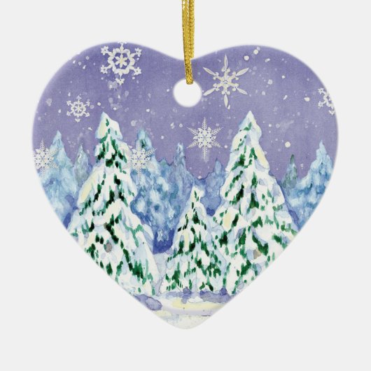 Winter Wonderland Snow Scene Pine Trees Ornament (Voorkant)