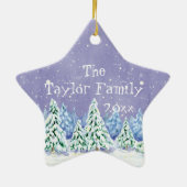 Winter Wonderland Snow Scene Pine Trees Ornament (Achterkant)