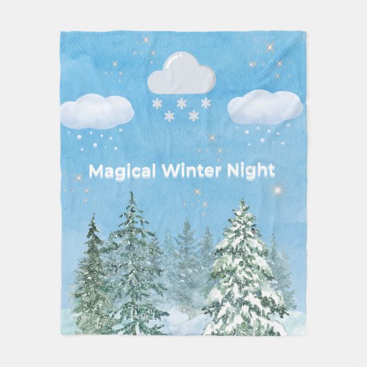 "Winter Wonderland: Snow & Stars" Fleece Deken (Voorkant)