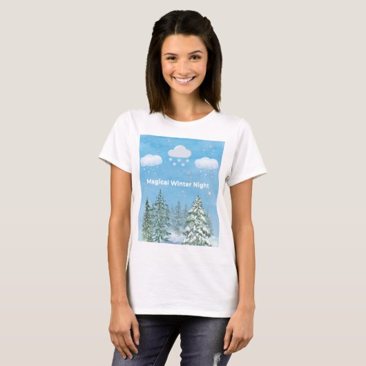 "Winter Wonderland: Snow & Stars" T-shirt (Voorkant volledig)