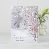 Winter Wonderland, Snow String Lights RSVP Kaart (Staand voorkant)